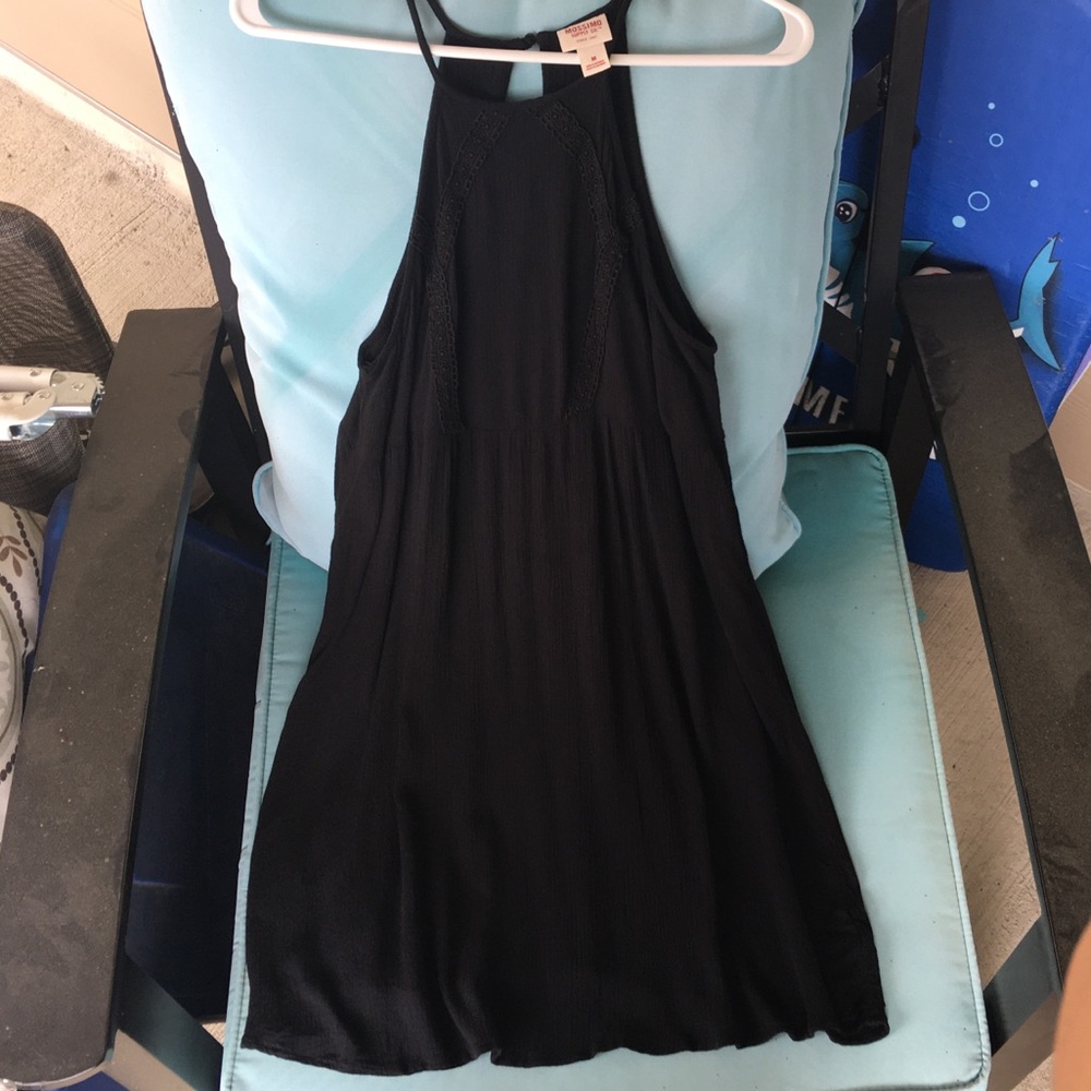 Mossimo Black Laced mini dress, size M high collar with spaghetti straps